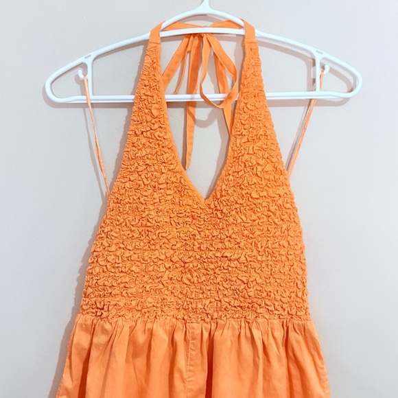 3/$10⚡️Cotton On Orange Halter Jumpsuit with Popcorn Smocked Bodice - Picture 3 of 15